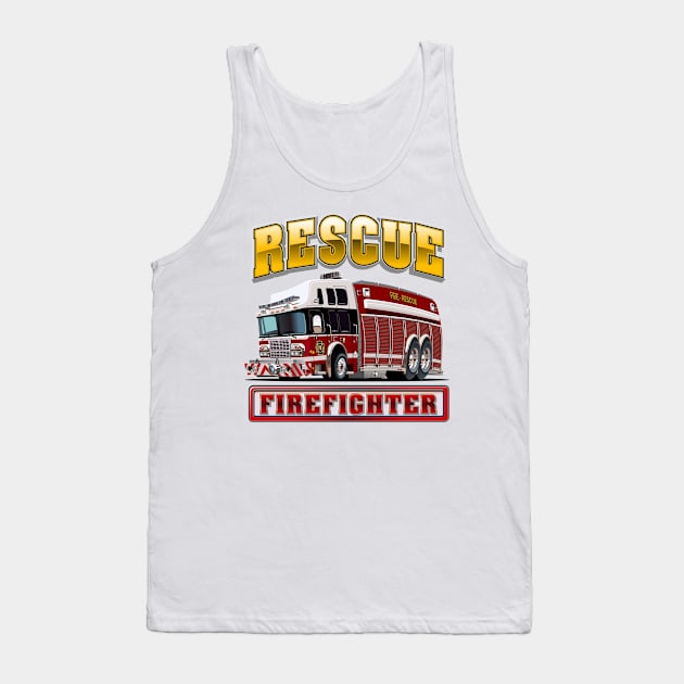 Cartoon Fire Truck Tank Top by Mechanik